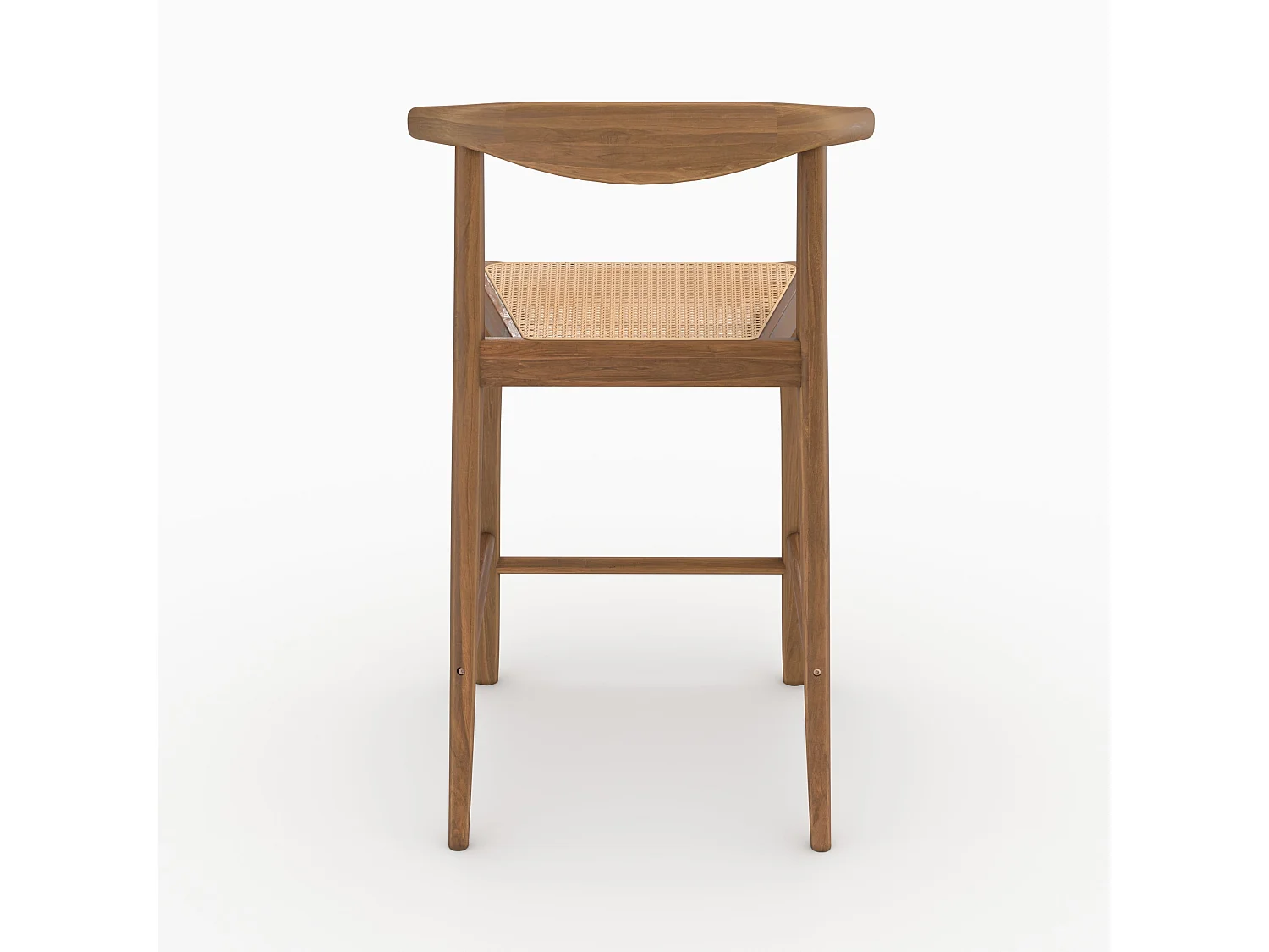 Lot de 2 chaises pour îlot central 64 cm en teck vernis et cannage - Alia