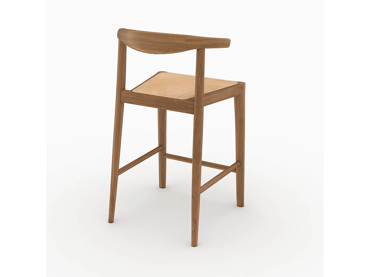 Lot de 2 chaises pour îlot central 64 cm en teck vernis et cannage - Alia