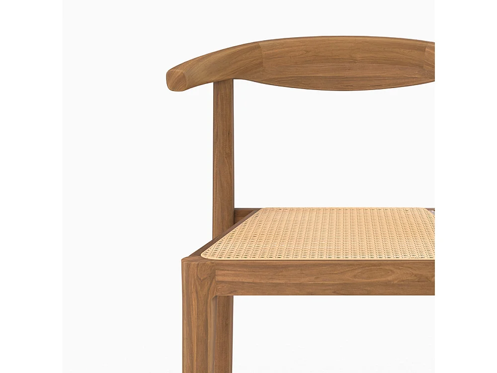 Lot de 2 chaises pour îlot central 64 cm en teck vernis et cannage - Alia