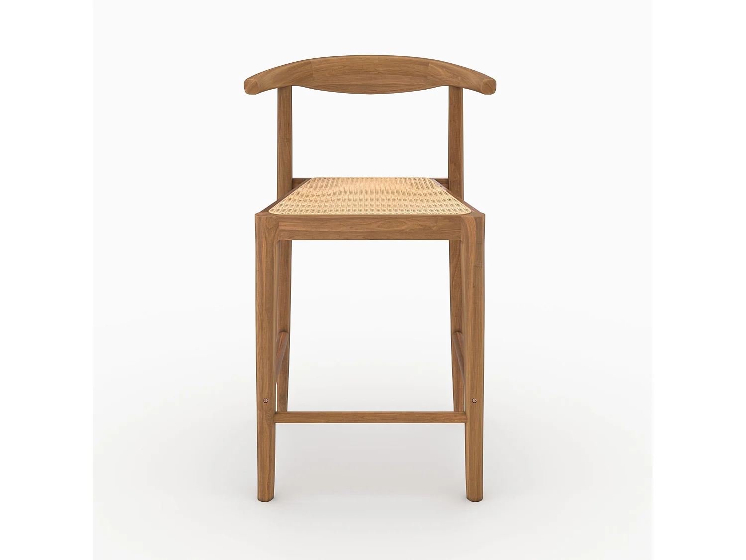 Set di 2 sedie da bar 64 cm in teak verniciato e intrecciato - Alia