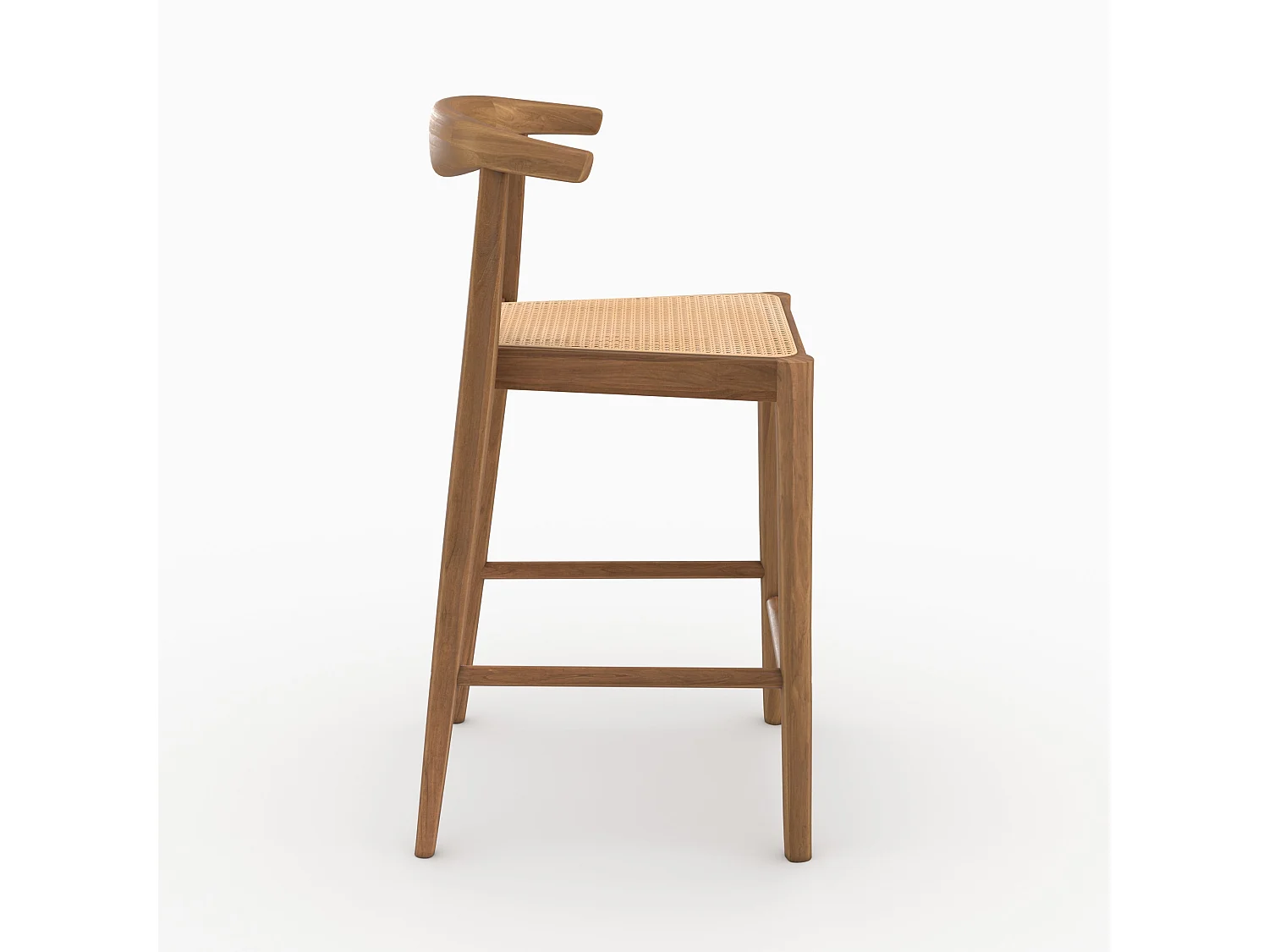 Set di 2 sedie da bar 64 cm in teak verniciato e intrecciato - Alia