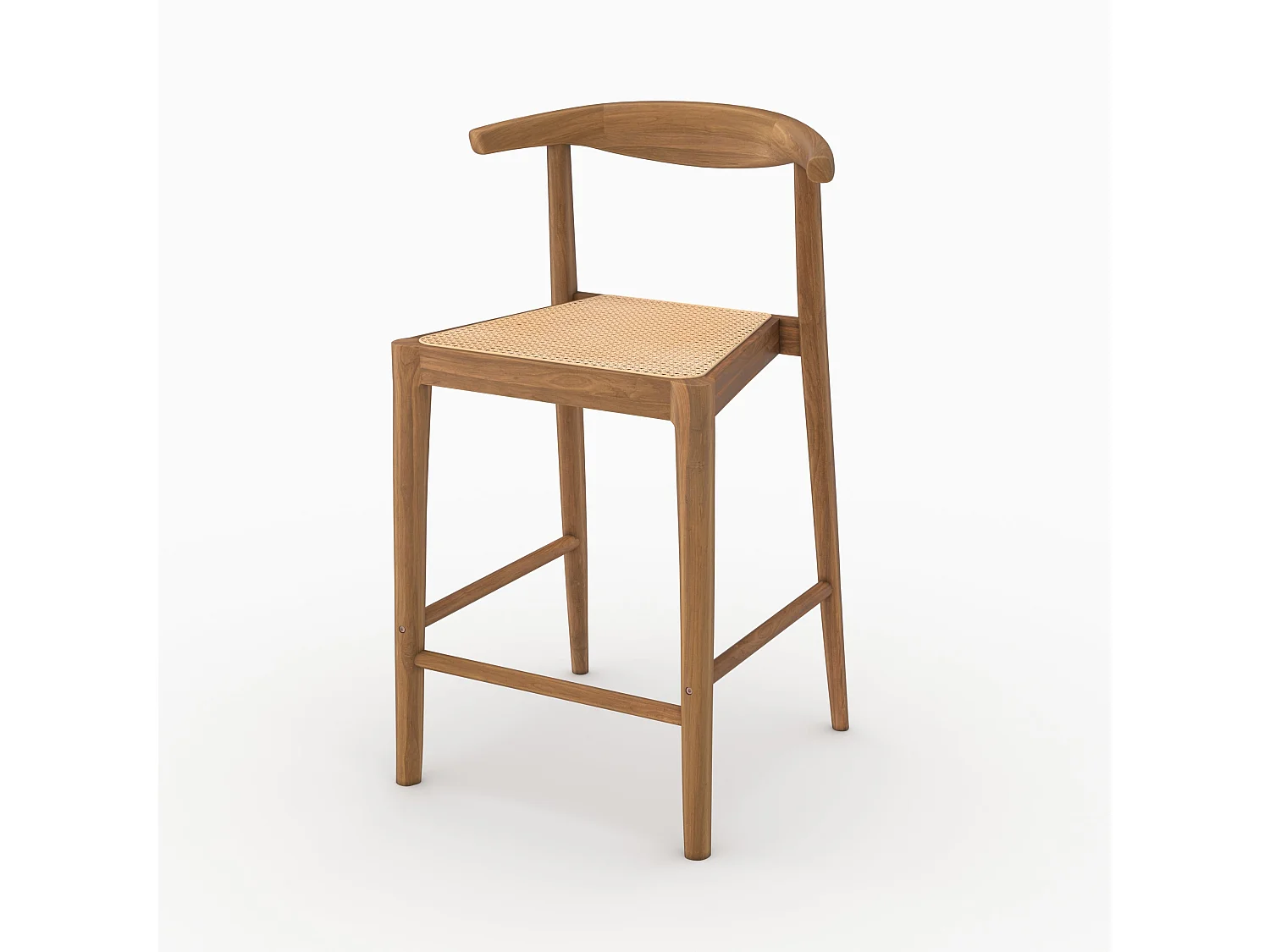 Set di 2 sedie da bar 64 cm in teak verniciato e intrecciato - Alia
