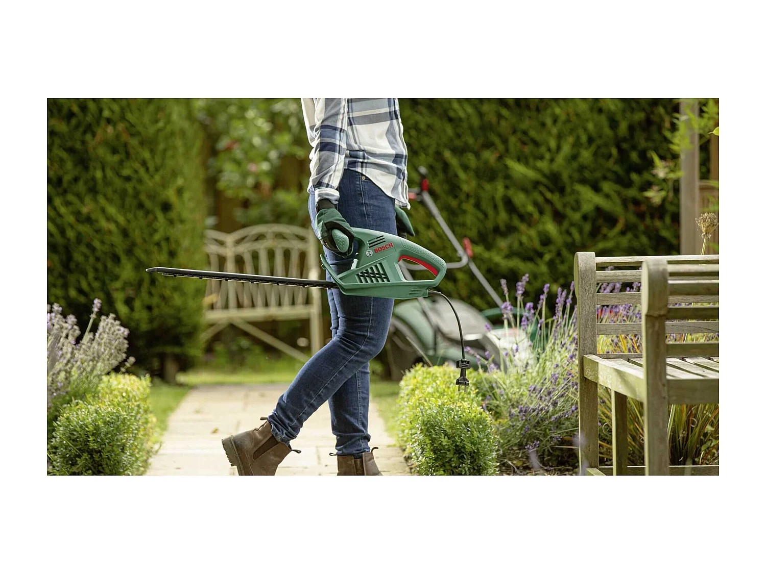 Elektrische heggenschaar Bosch EasyHedgeCut 45 - 45 cm mes, 420 W, licht en ergonomisch voor kleine hagen