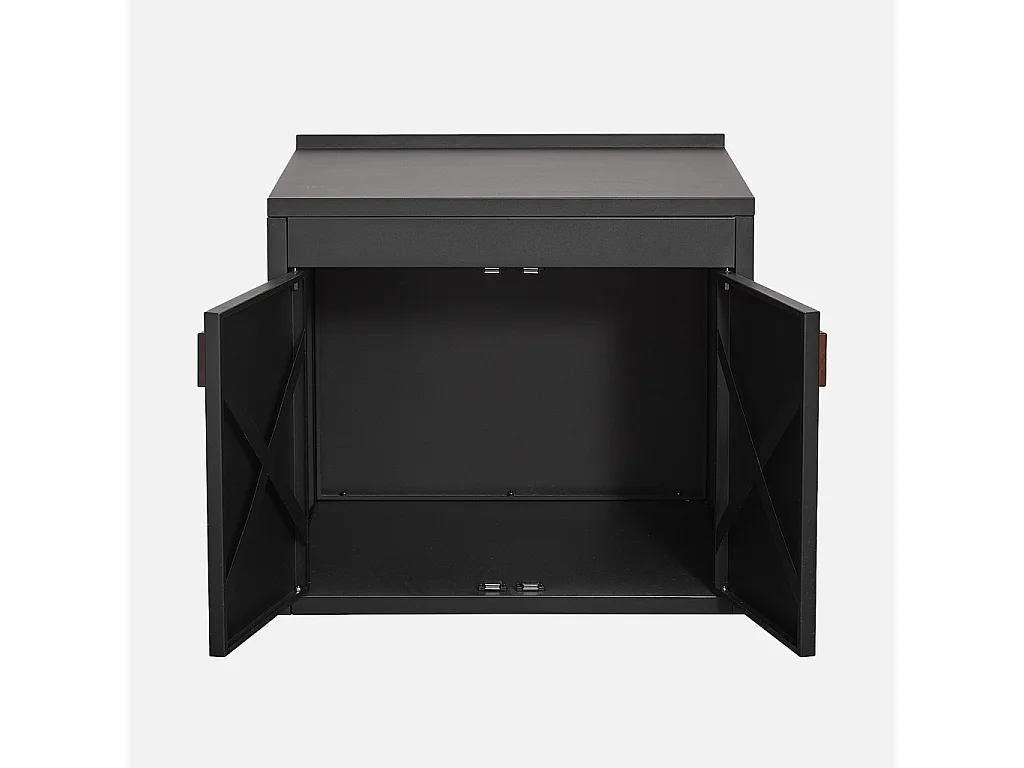 Cucina esterna in acciaio con 2 ante, 75,5cm, nero