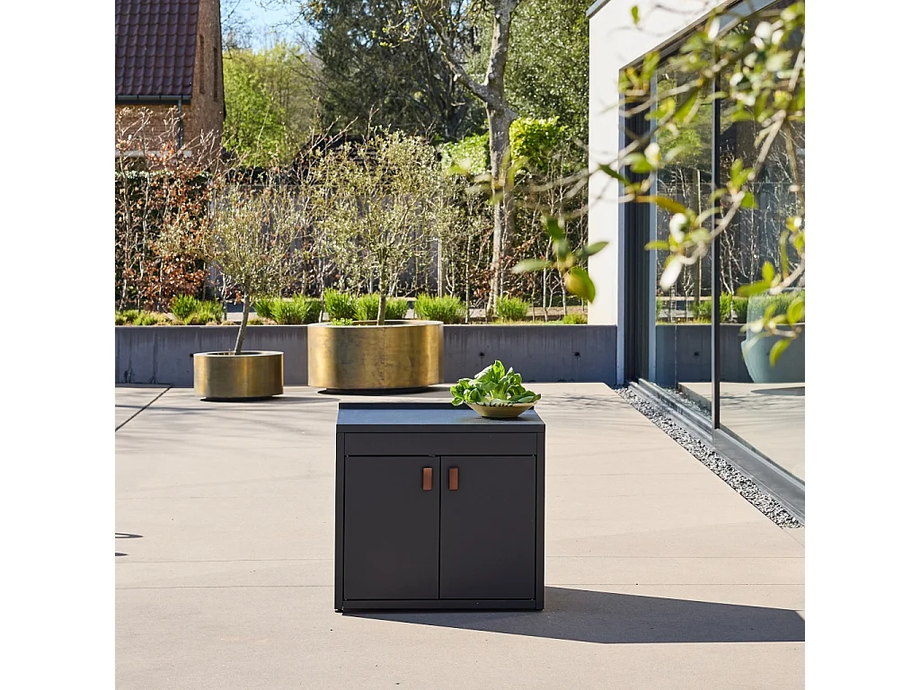 Módulo cocina exterior de acero 2 puertas, 80cm negro