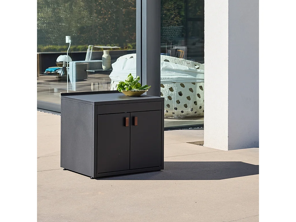 Módulo cocina exterior de acero 2 puertas, 80cm negro