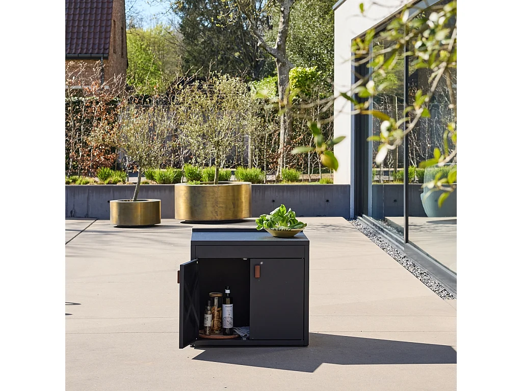 Módulo cocina exterior de acero 2 puertas, 80cm negro