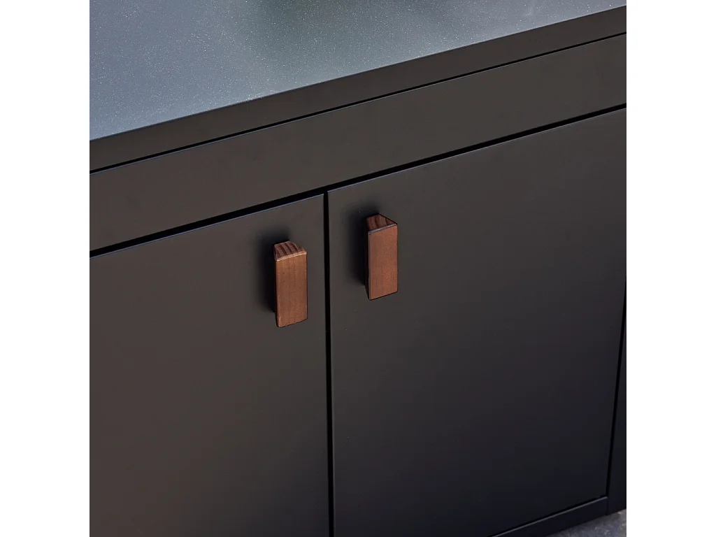 Módulo cocina exterior de acero 2 puertas, 80cm negro