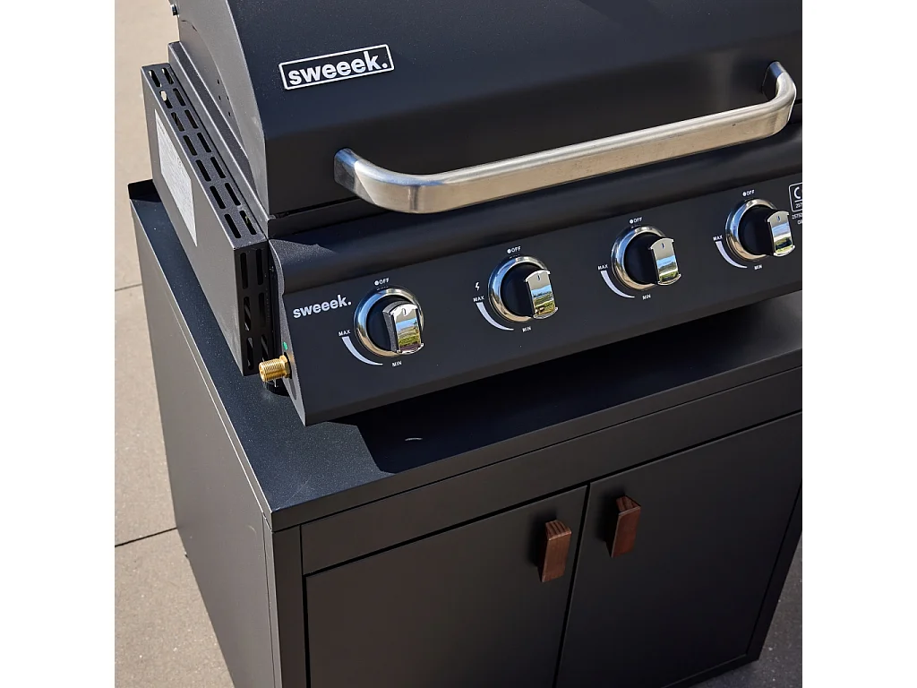 Módulo cocina exterior de acero 2 puertas, 80cm negro