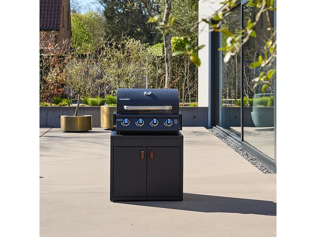 Módulo cocina exterior de acero 2 puertas, 80cm negro