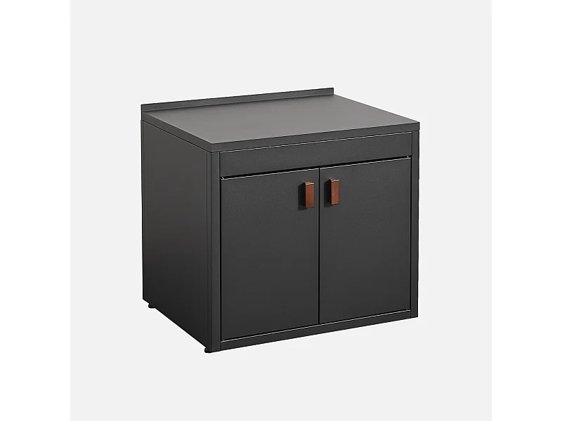 Cucina esterna in acciaio con 2 ante, 75,5cm, nero