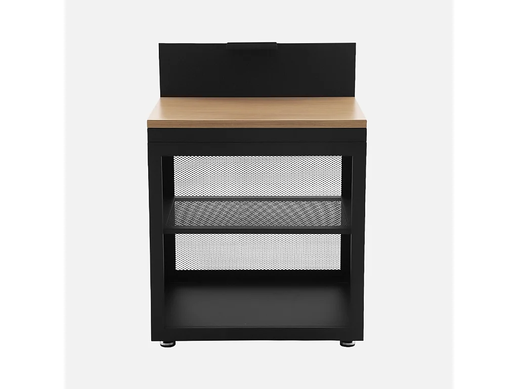 Cucina esterna acciaio e decorazione legno 1 ripiano, 80cm, nero