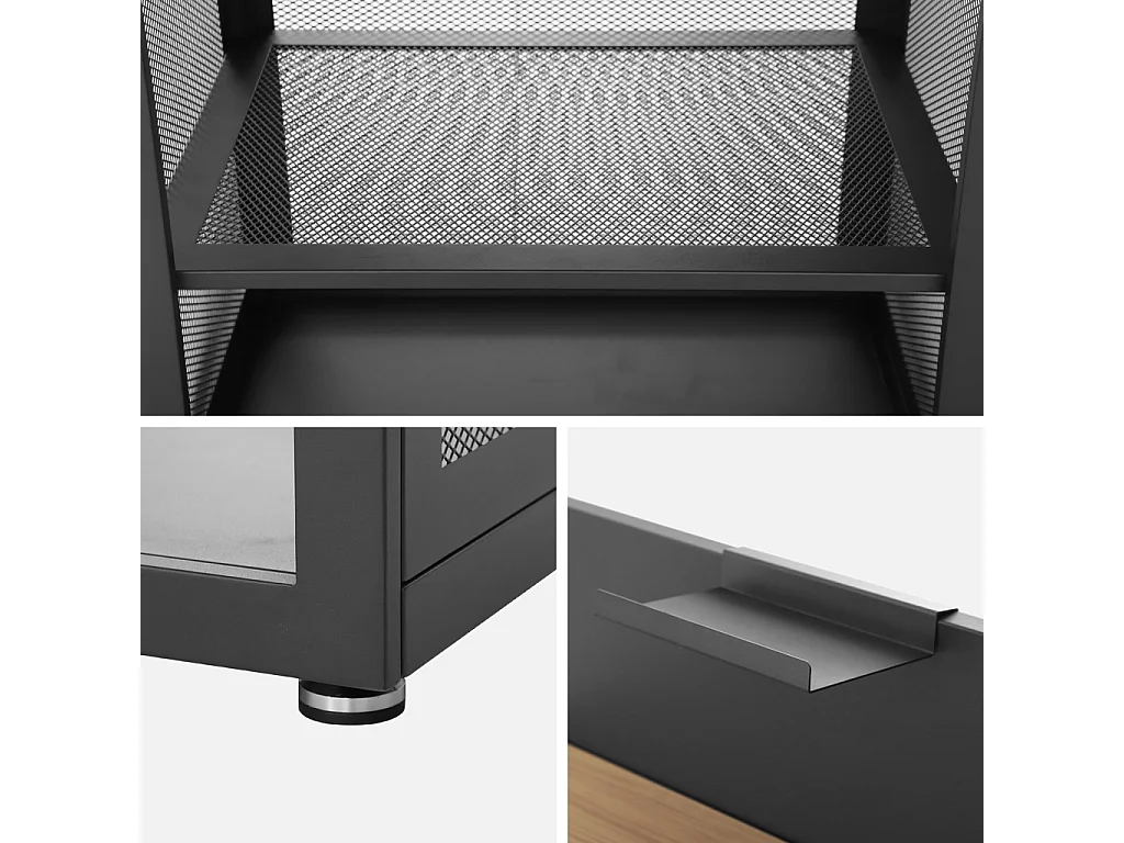 Cucina esterna acciaio e decorazione legno 1 ripiano, 80cm, nero