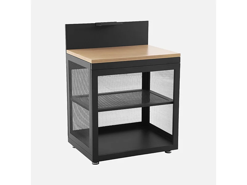 Cucina esterna acciaio e decorazione legno 1 ripiano, 80cm, nero