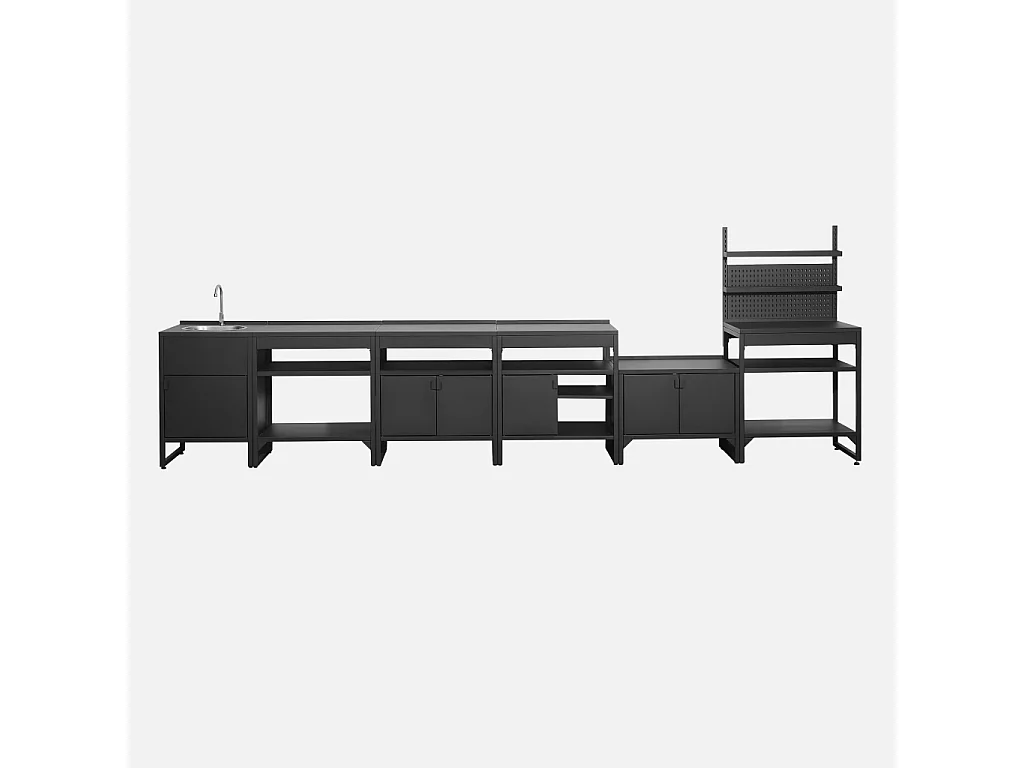 Cucina esterna 6 moduli acciaio inossidabile, nero