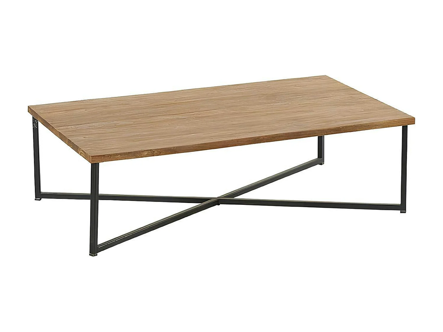 Table basse en teck pieds croisés métal PUNE