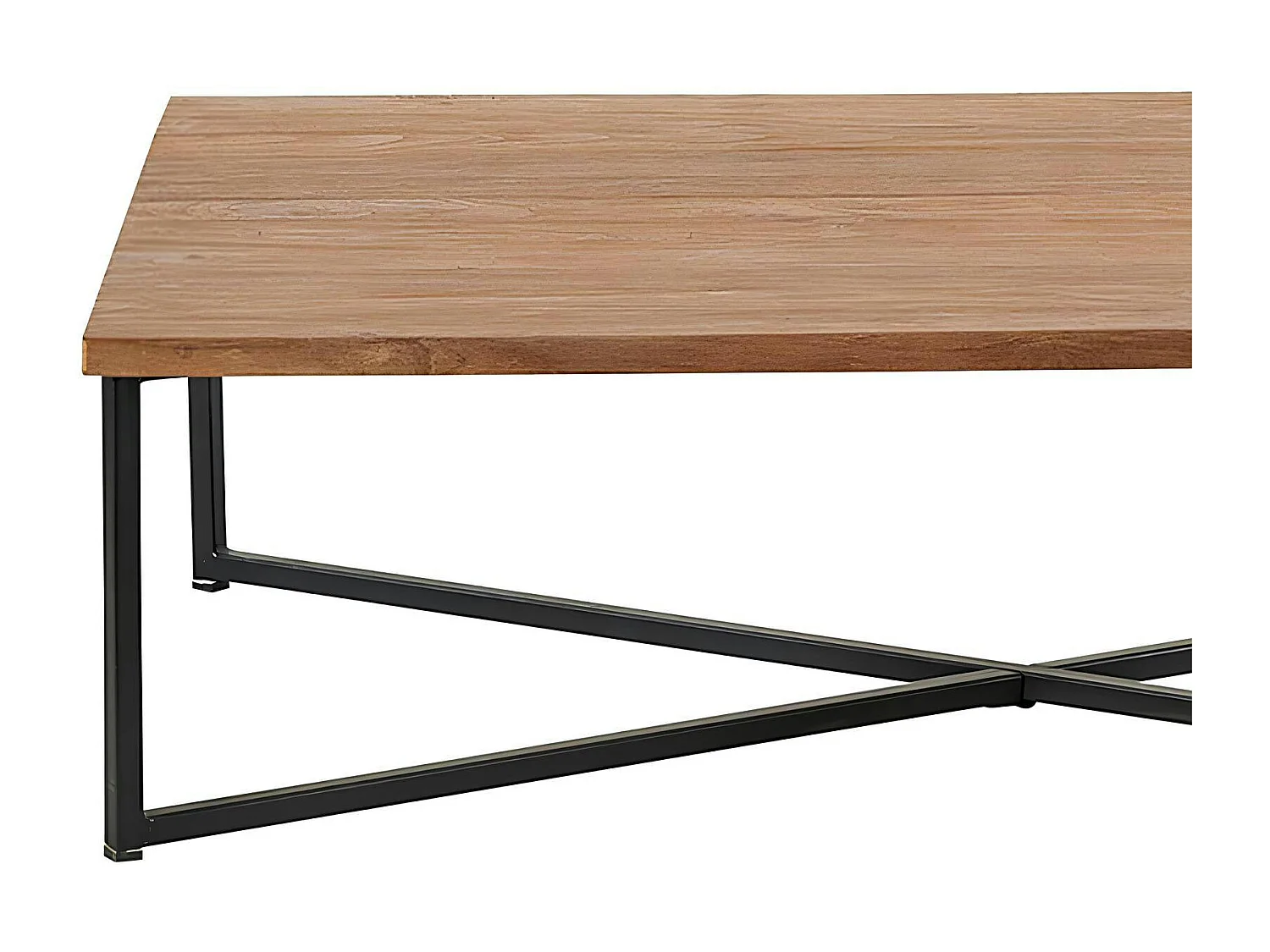 Table basse en teck pieds croisés métal PUNE