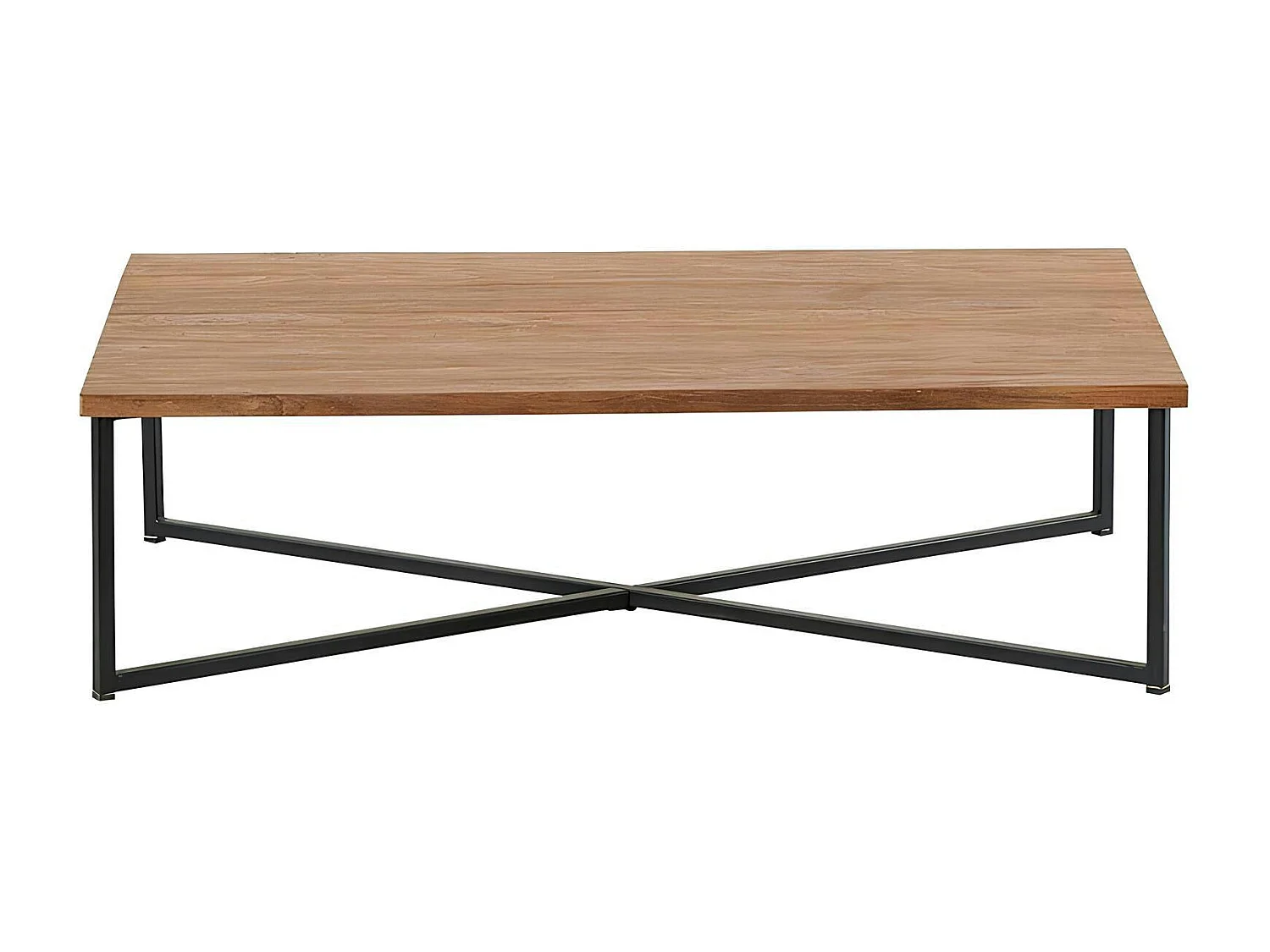 Table basse en teck pieds croisés métal PUNE