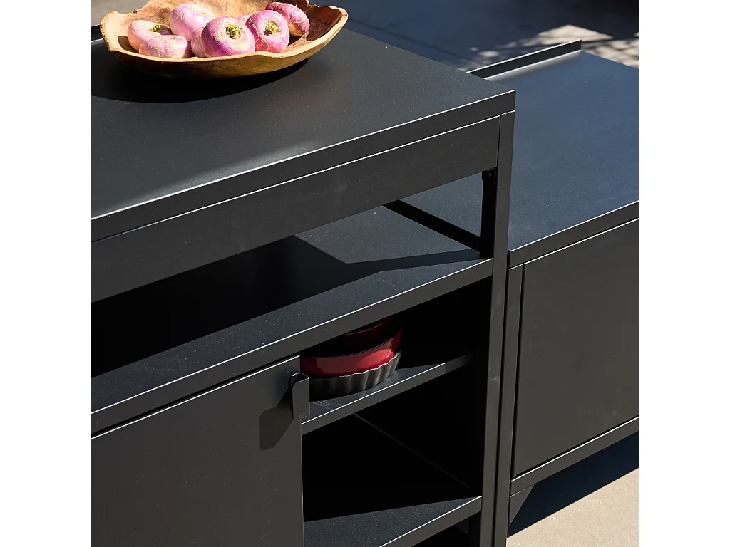 Cocina exterior 3 módulos acero inoxidable negro