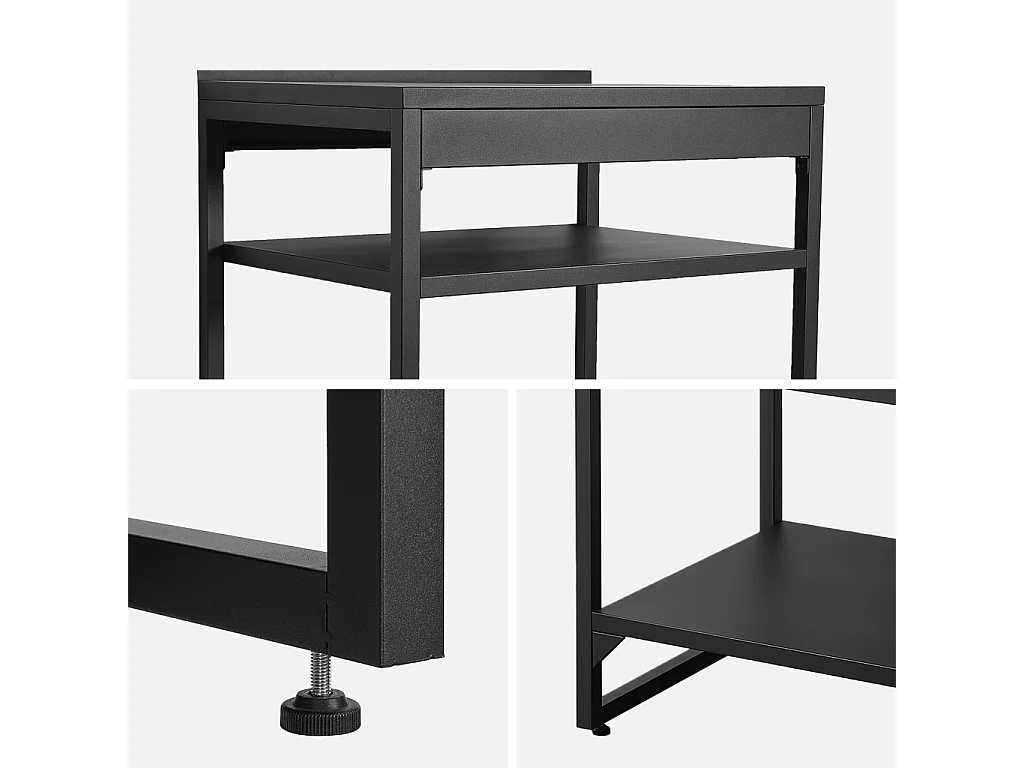 Cucina esterna in acciaio 2 ripiani, 80cm, nero