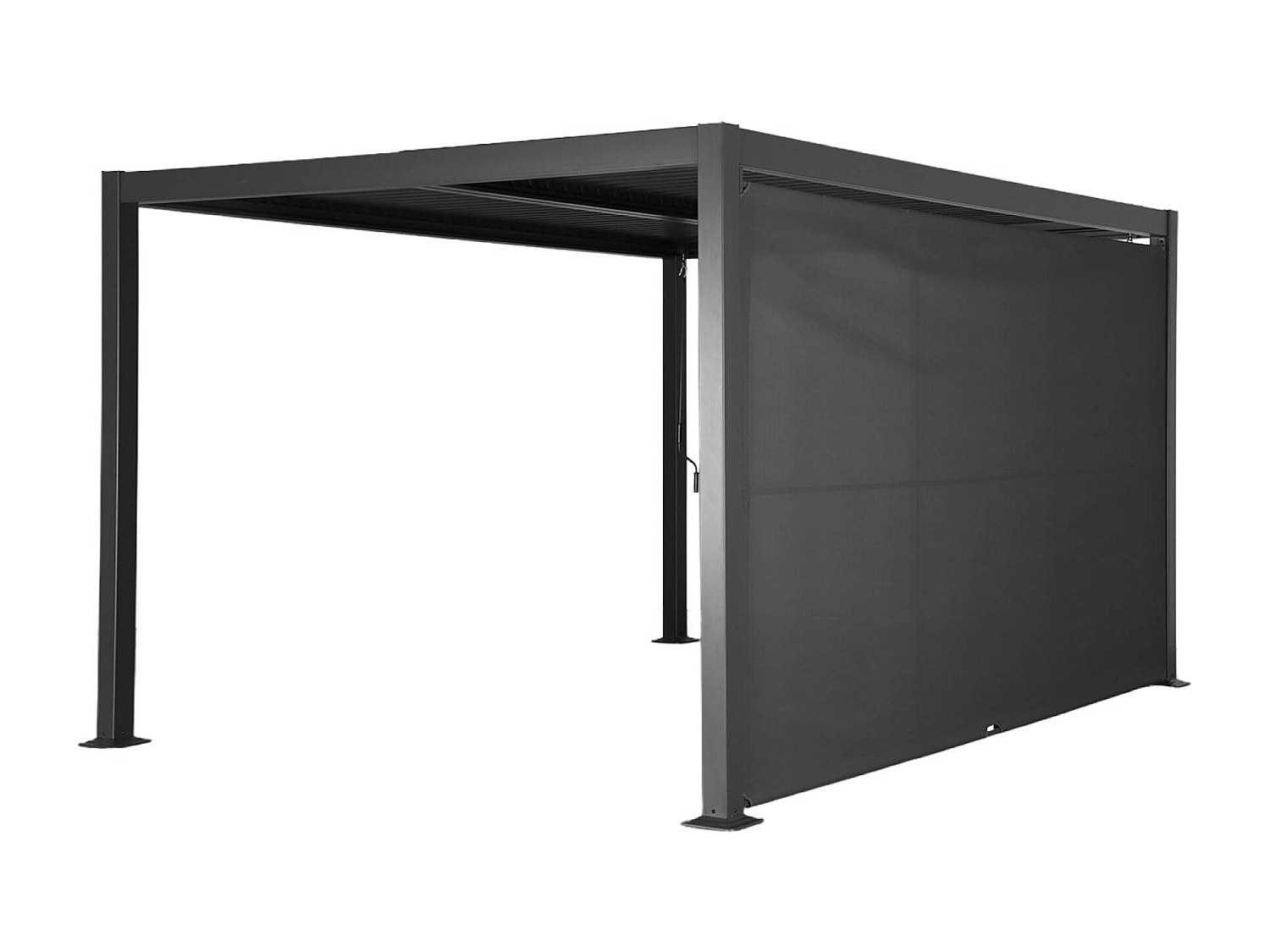 Pérgola bioclimática de aluminio y acero 3x4m + toldo 4m antracita