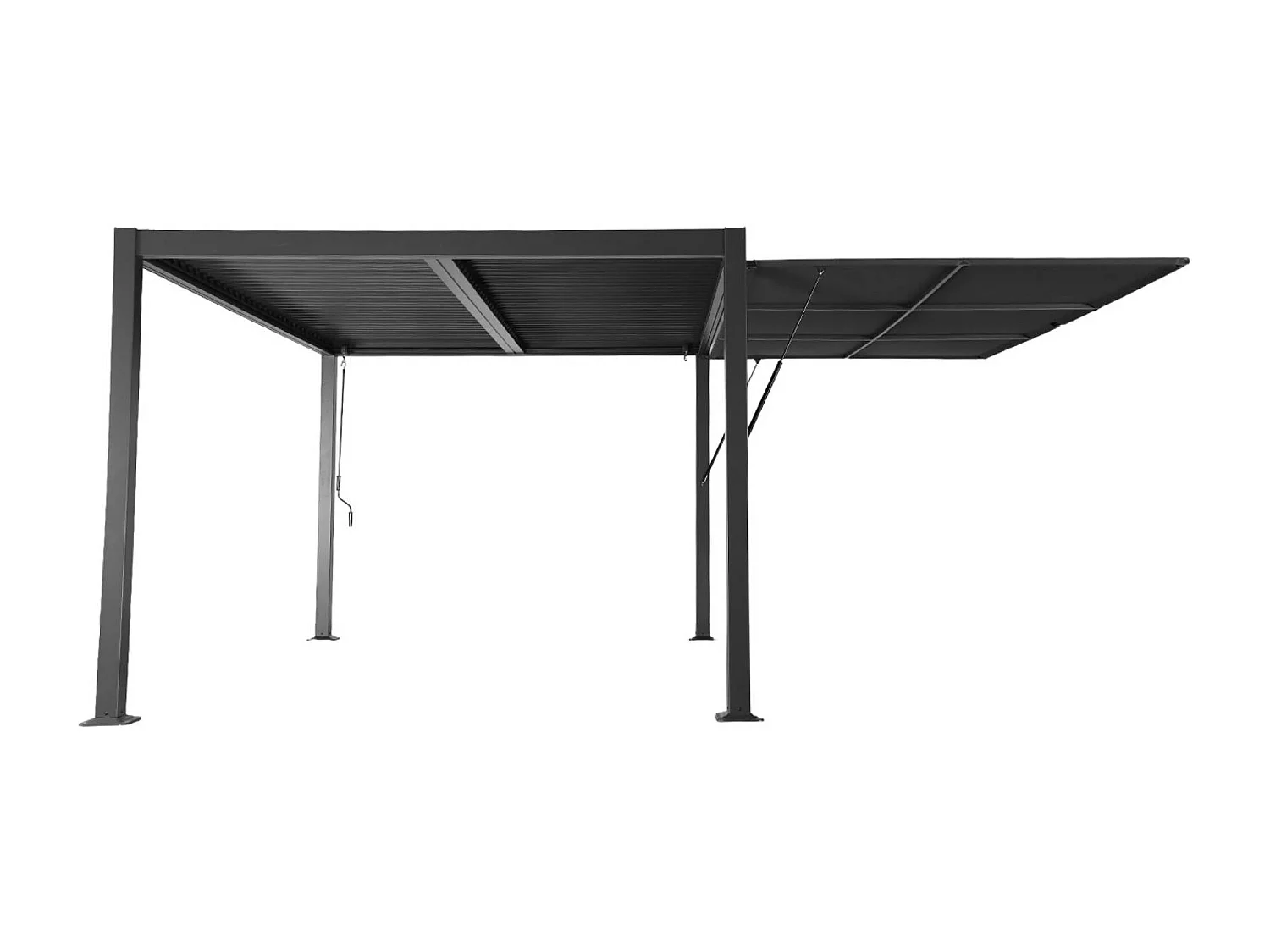 Pergola bioclimatique aluminium et acier 4x3m + auvent 4m anthracite Palace