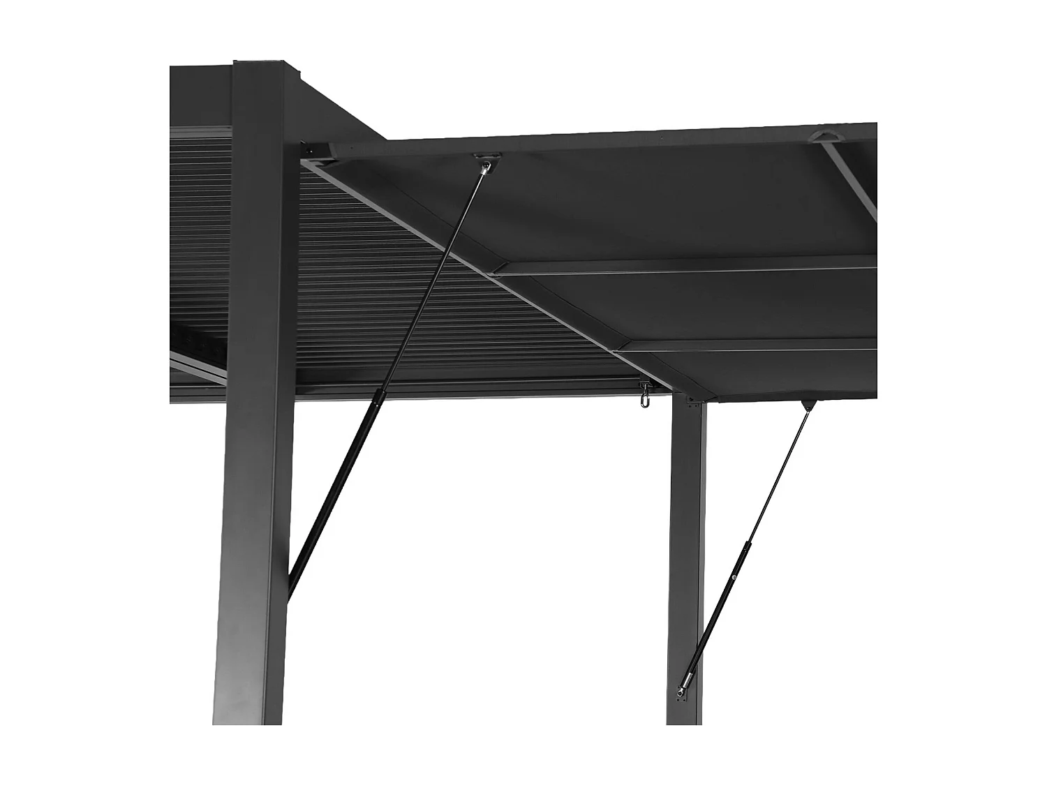 Pergola bioclimatique aluminium et acier 4x3m + auvent 4m anthracite Palace