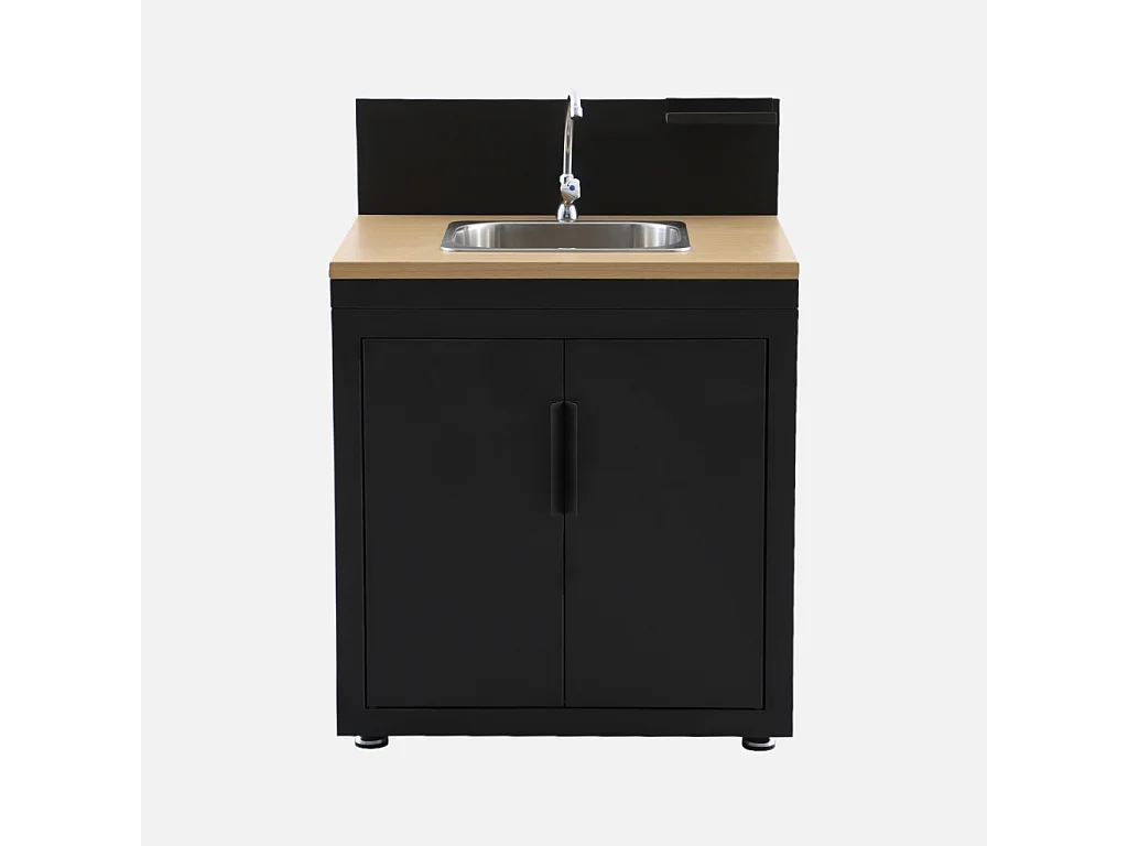 Cucina esterna in acciaio e decorazione in legno 1 lavello 2 porte 1