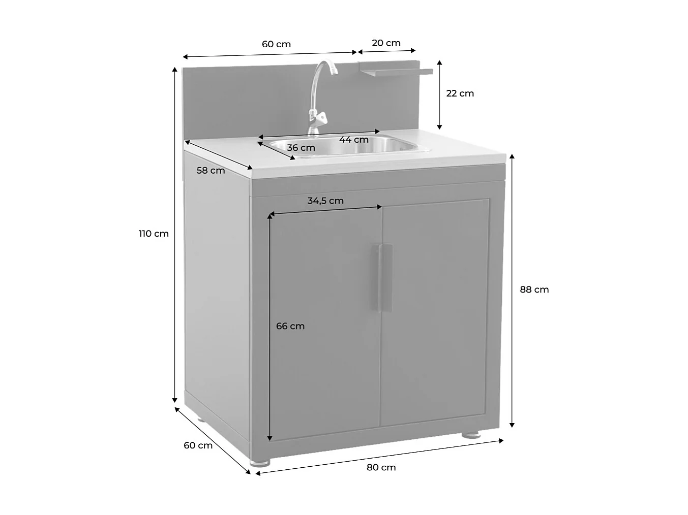 Cucina esterna in acciaio e decorazione in legno 1 lavello 2 porte 1