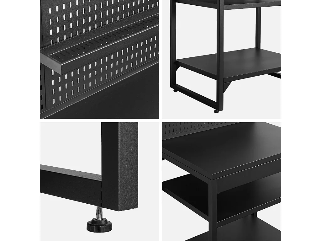 Cucina esterna in acciaio con 2 ripiani, 2 piani e supporto a parete,