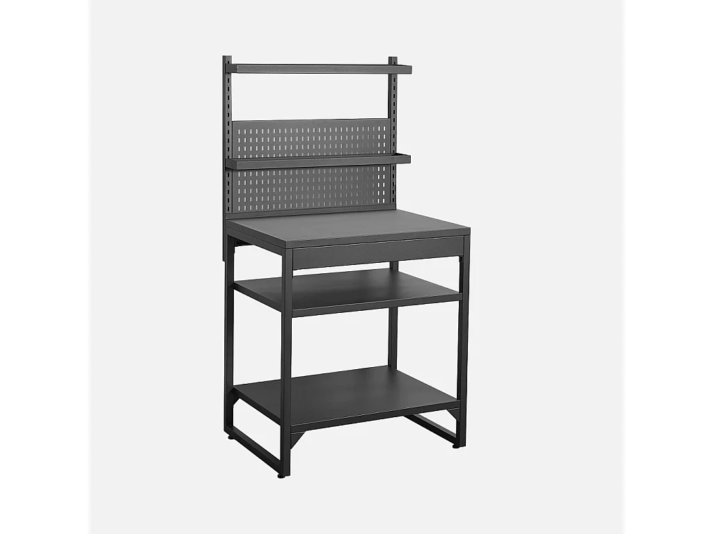 Cocina exterior de acero con 2 estantes, 2 bandejas y soporte mural,