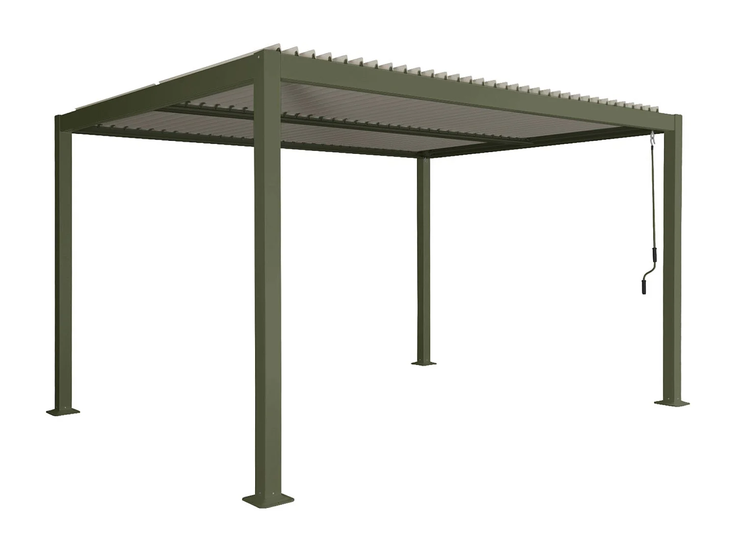 Pergola bioclimatique kaki. aluminium et acier. 3x4m. lames orientables