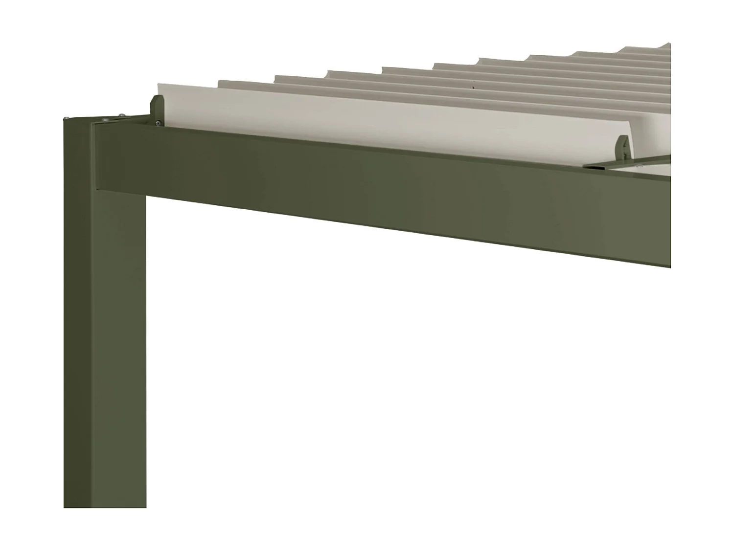 Pergola bioclimatique kaki. aluminium et acier. 3x4m. lames orientables
