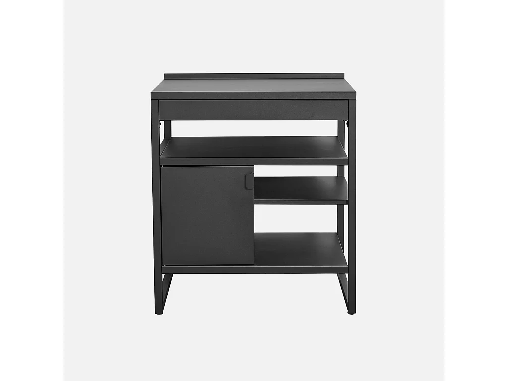 Cucina esterna in acciaio con 1 anta e 3 ripiani, 80cm, nero