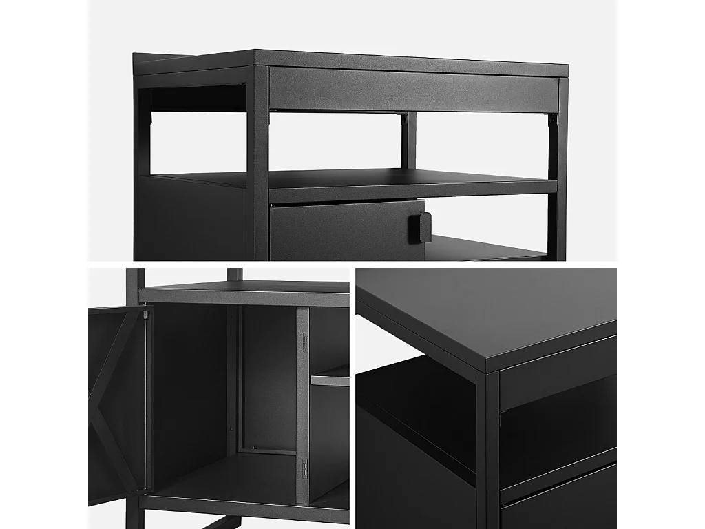 Cucina esterna in acciaio con 1 anta e 3 ripiani, 80cm, nero