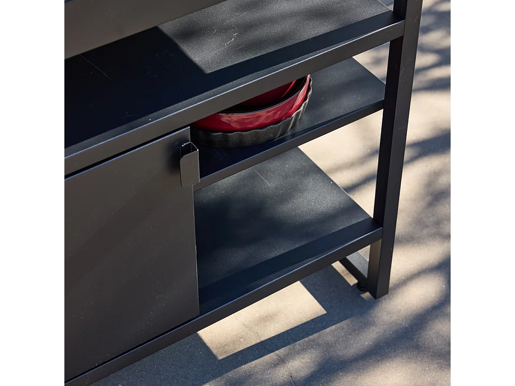 Cocina exterior de acero 1 puerta 3 estantes, 80cm negro