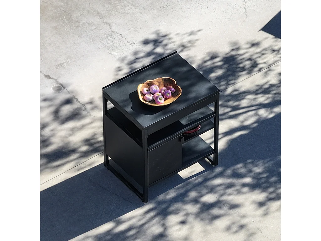 Cocina exterior de acero 1 puerta 3 estantes, 80cm negro