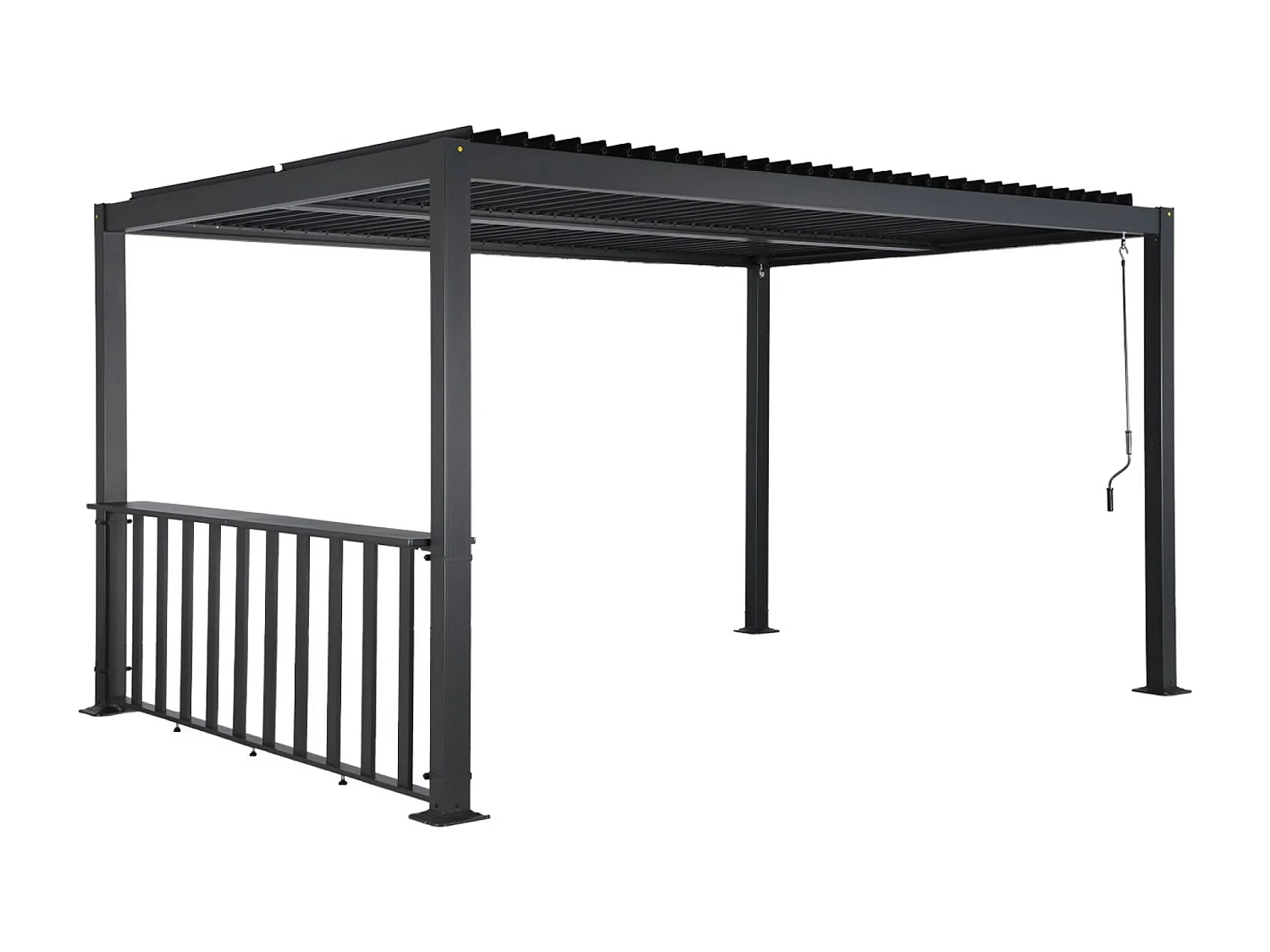 Pergola bioclimatica  3x4m in alluminio e acciaio + bar 3m, antracite