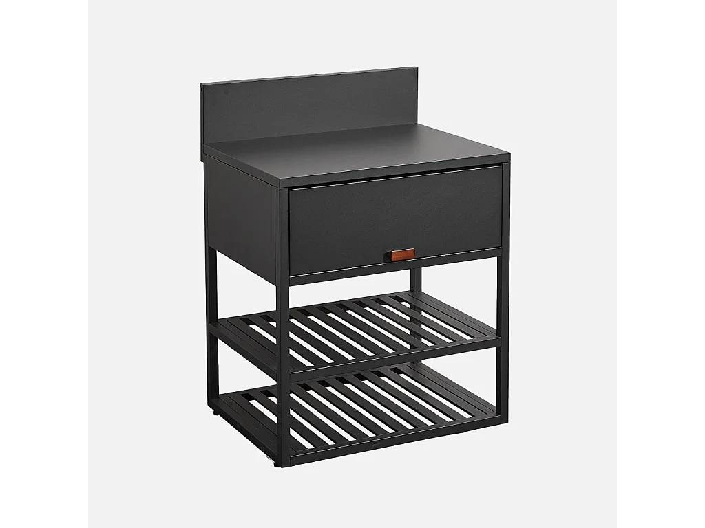 Cucina esterna in acciaio con 1 anta e 2 ripiani, 80cm, nero