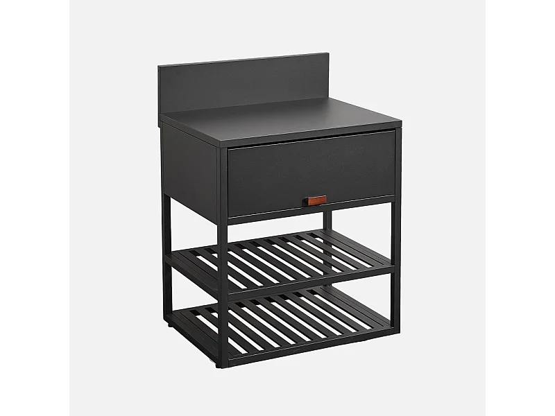 Cucina esterna in acciaio con 1 anta e 2 ripiani, 80cm, nero