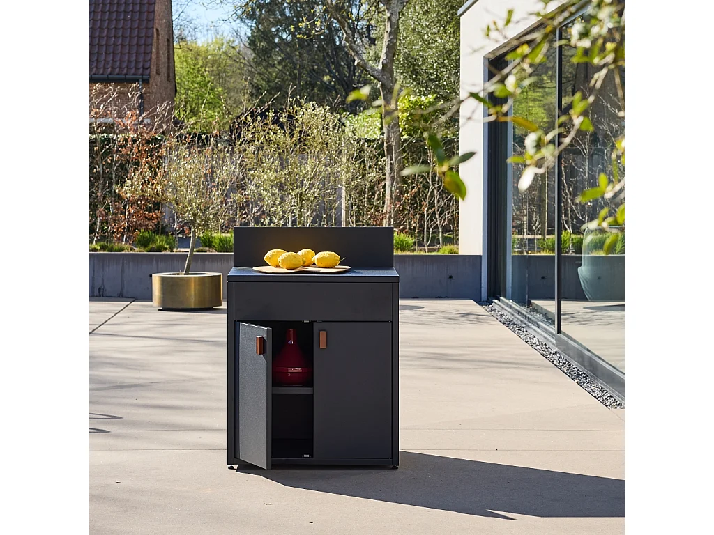 Cucina da esterno modulare in acciaio con 2 ante, 80cm, nero