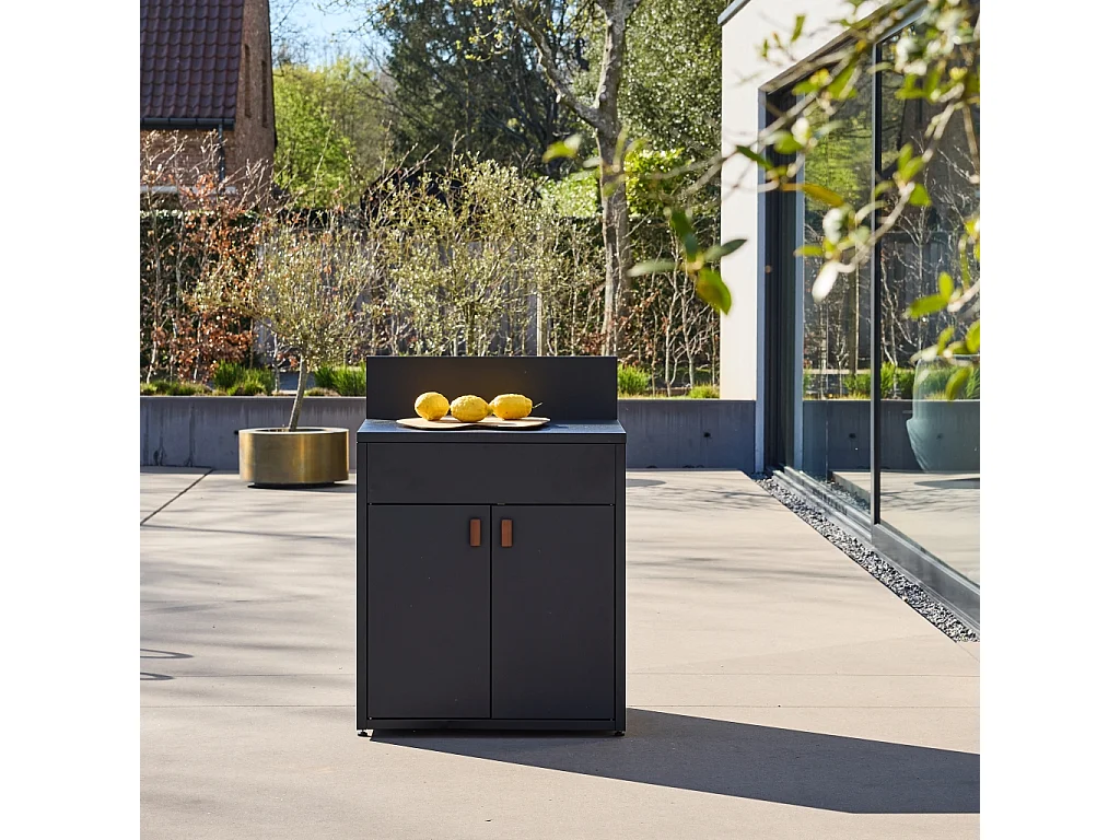 Cucina da esterno modulare in acciaio con 2 ante, 80cm, nero