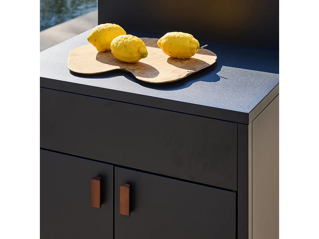 Cucina da esterno modulare in acciaio con 2 ante, 80cm, nero