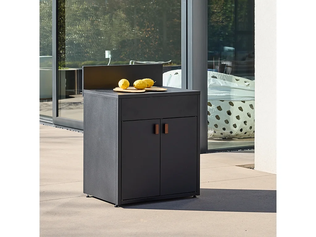 Cucina da esterno modulare in acciaio con 2 ante, 80cm, nero