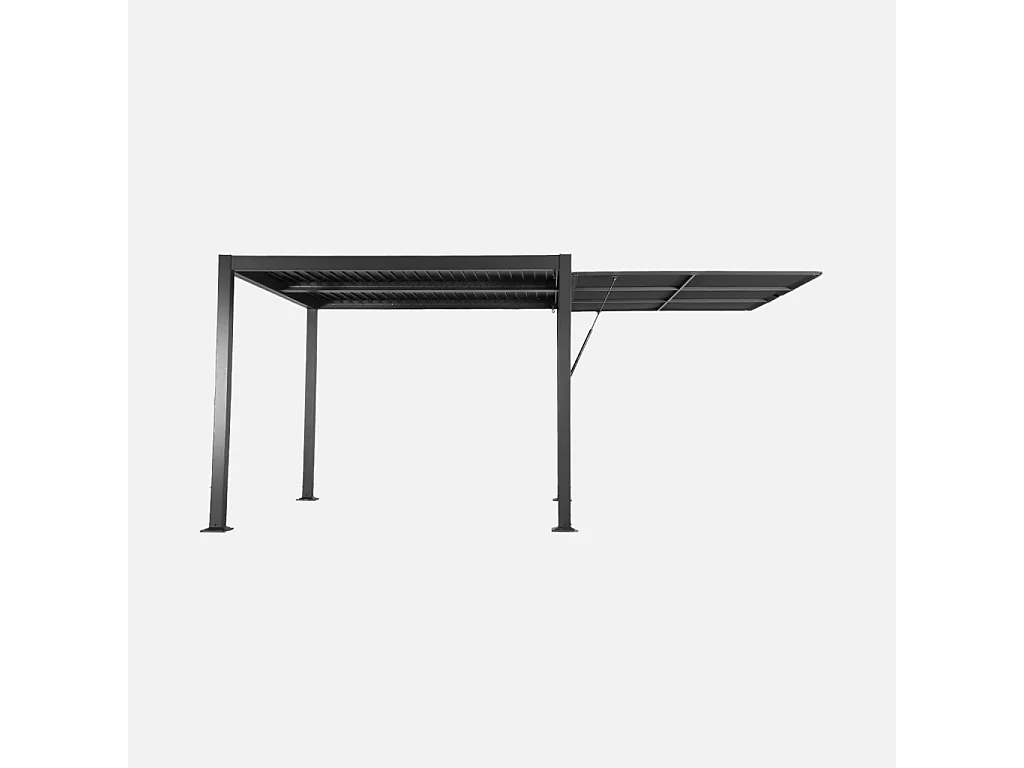 Pergola bioclimatique aluminium et acier 3x3m + auvent 3m anthracite Palace
