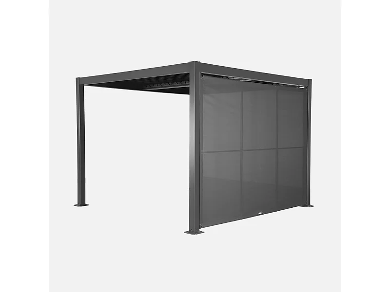 Pergola bioclimatique aluminium et acier 3x3m + auvent 3m anthracite Palace