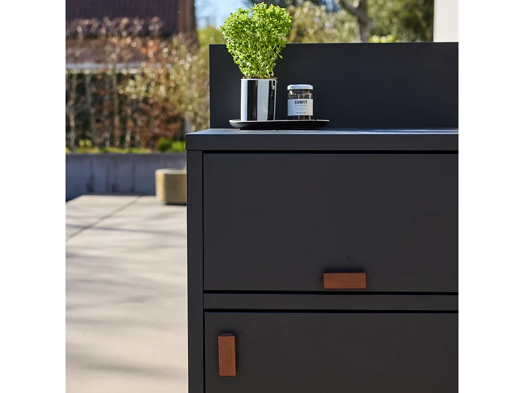 Módulo cocina exterior de acero 2 puertas, 60cm negro