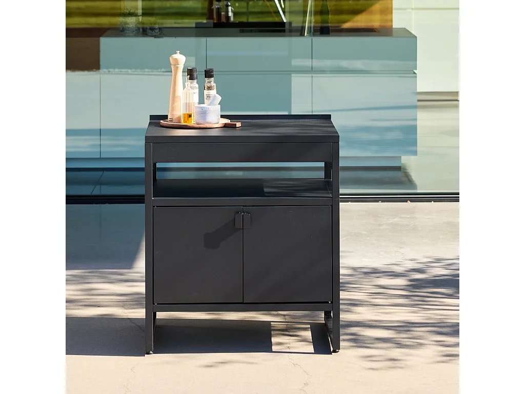 Cuisine extérieure acier 2 portes L80cm noir - Kea