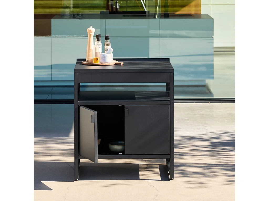 Cuisine extérieure acier 2 portes L80cm noir - Kea