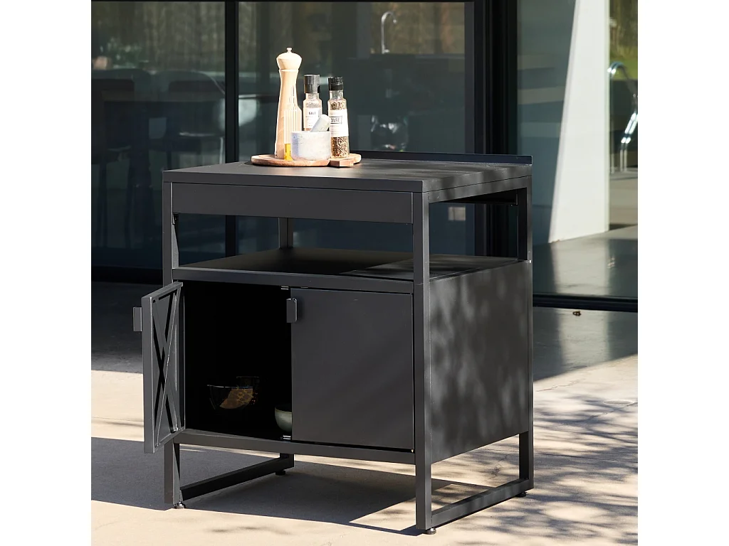 Cuisine extérieure acier 2 portes L80cm noir - Kea